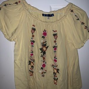 Pale yellow embroidered top